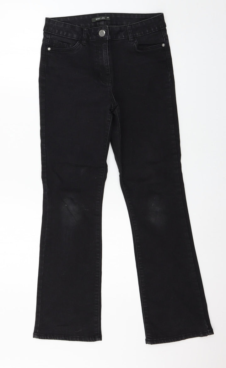 Preworn Womens Black  Denim Straight Jeans Size 10 L28 in