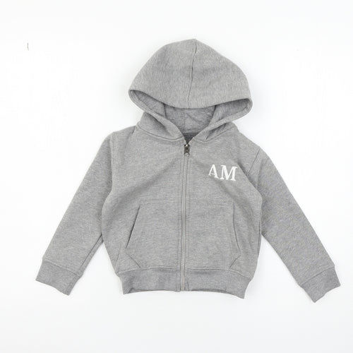 Preworn Boys Grey  Jersey Full Zip Hoodie Size 2-3 Years