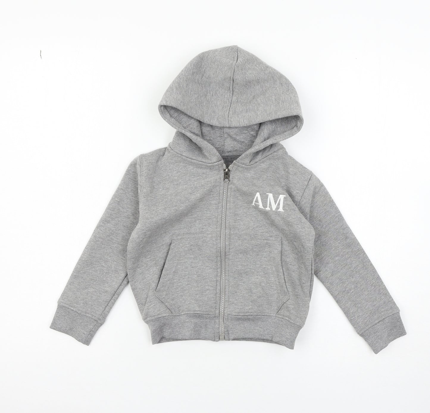 Preworn Boys Grey  Jersey Full Zip Hoodie Size 2-3 Years