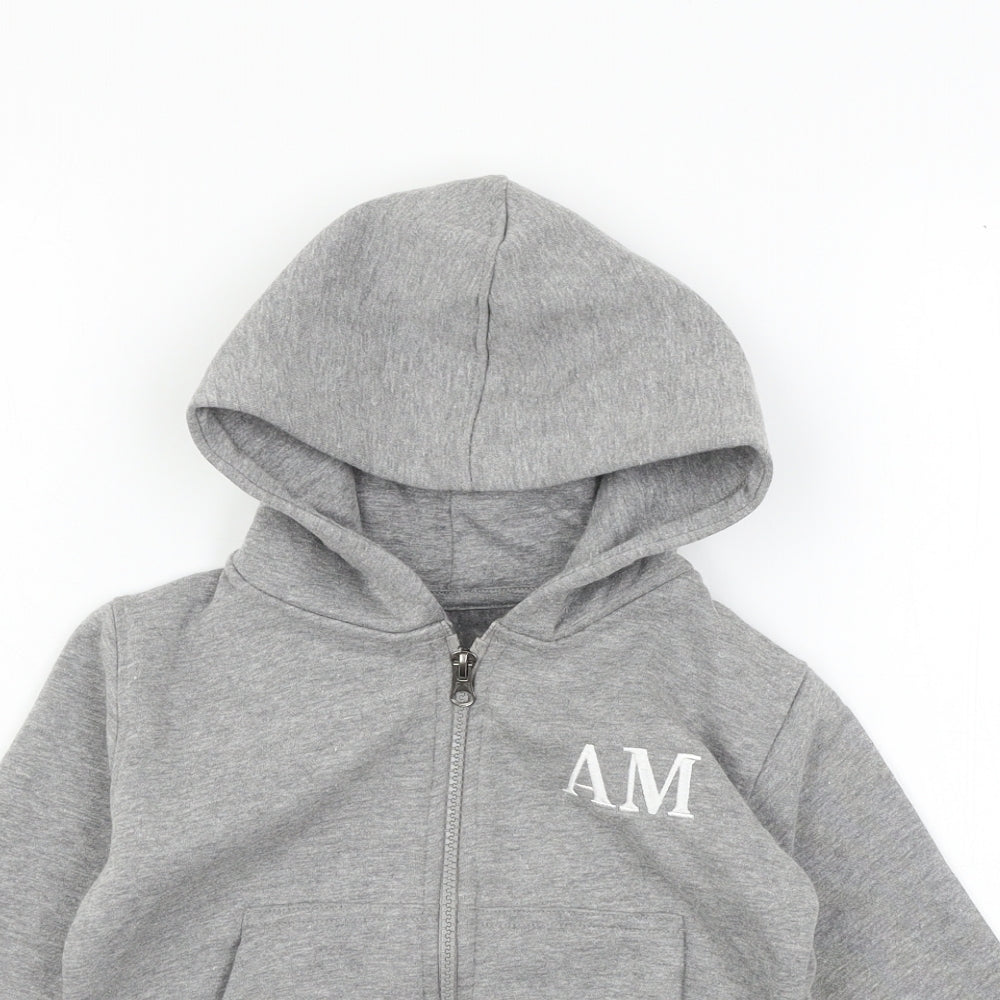Preworn Boys Grey  Jersey Full Zip Hoodie Size 2-3 Years