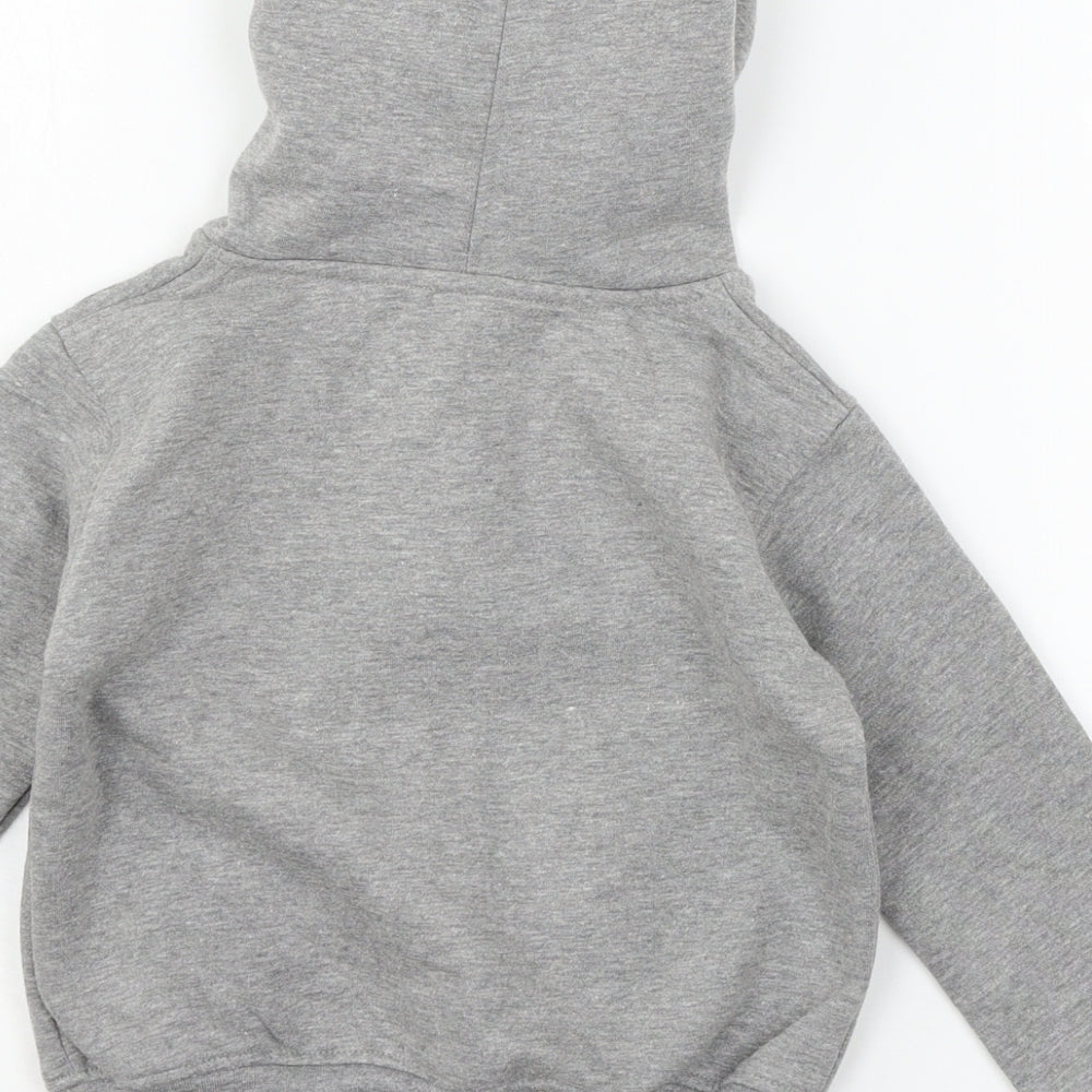 Preworn Boys Grey  Jersey Full Zip Hoodie Size 2-3 Years
