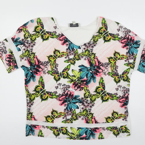 NEXT Womens White Floral Jersey Basic T-Shirt Size 14
