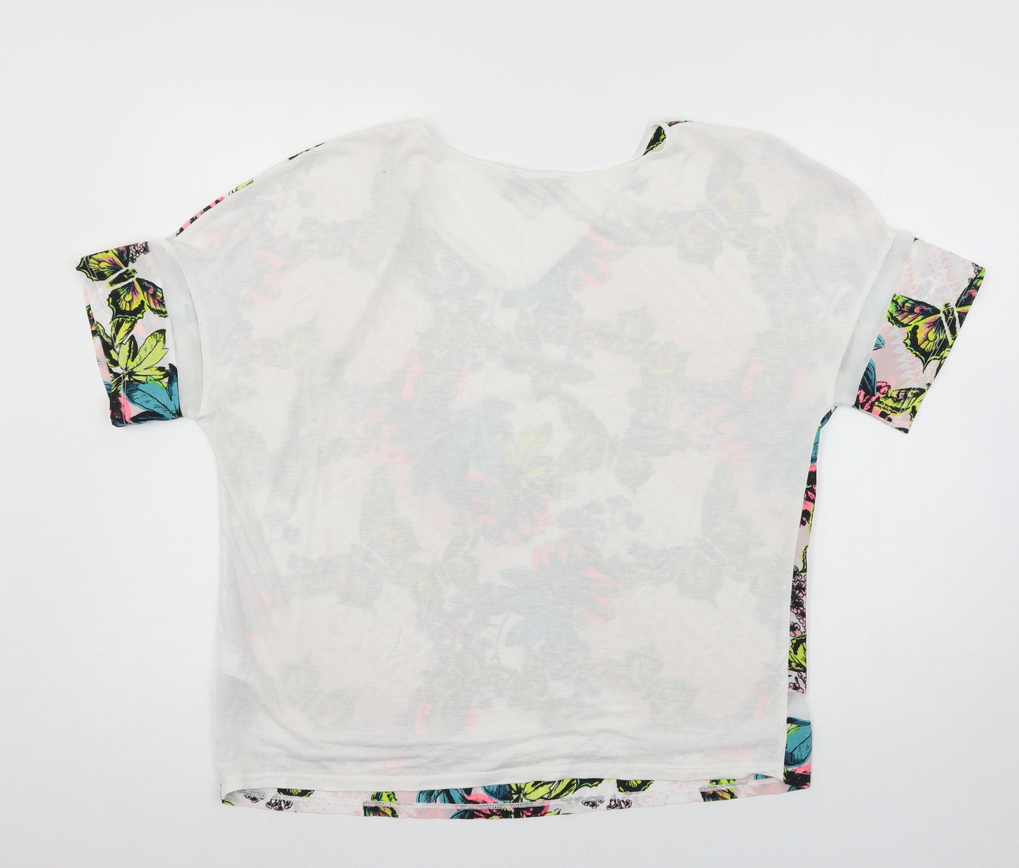 NEXT Womens White Floral Jersey Basic T-Shirt Size 14