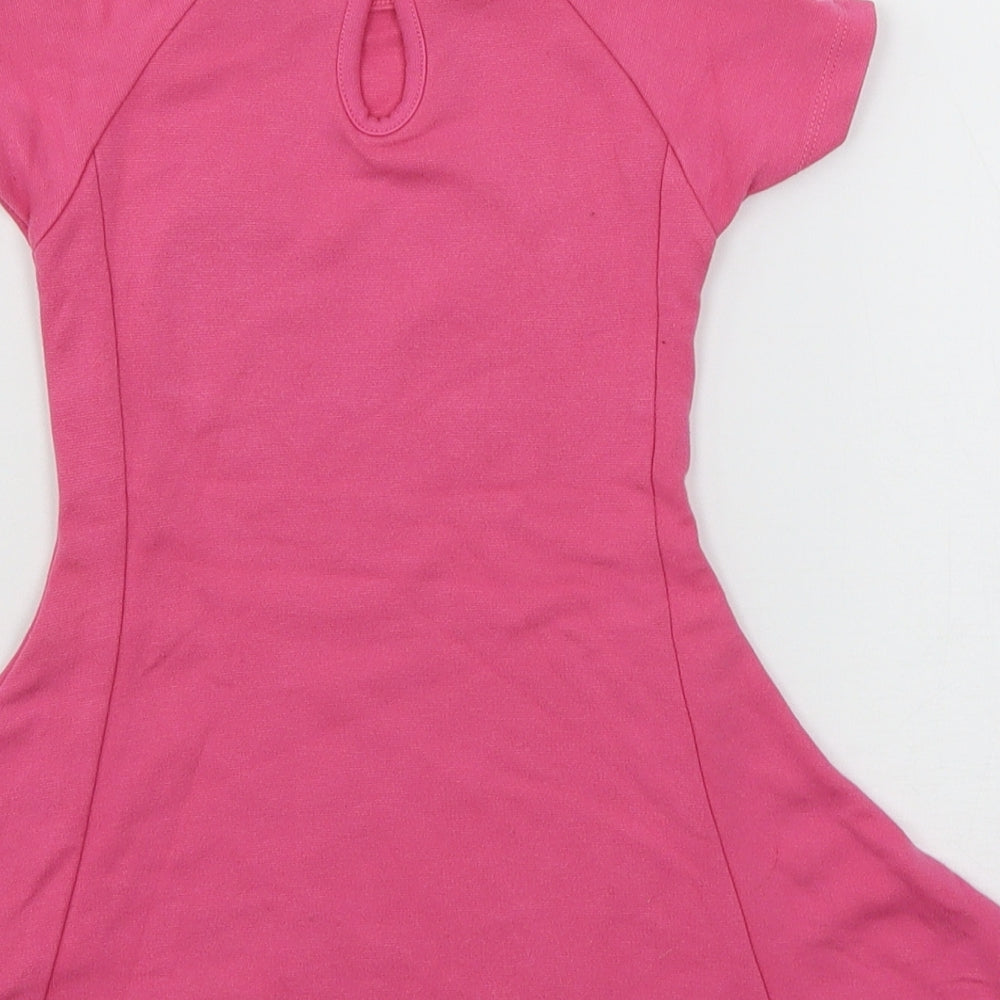 Primark Girls Pink  Jersey Skater Dress  Size 18-24 Months  - Love hearts