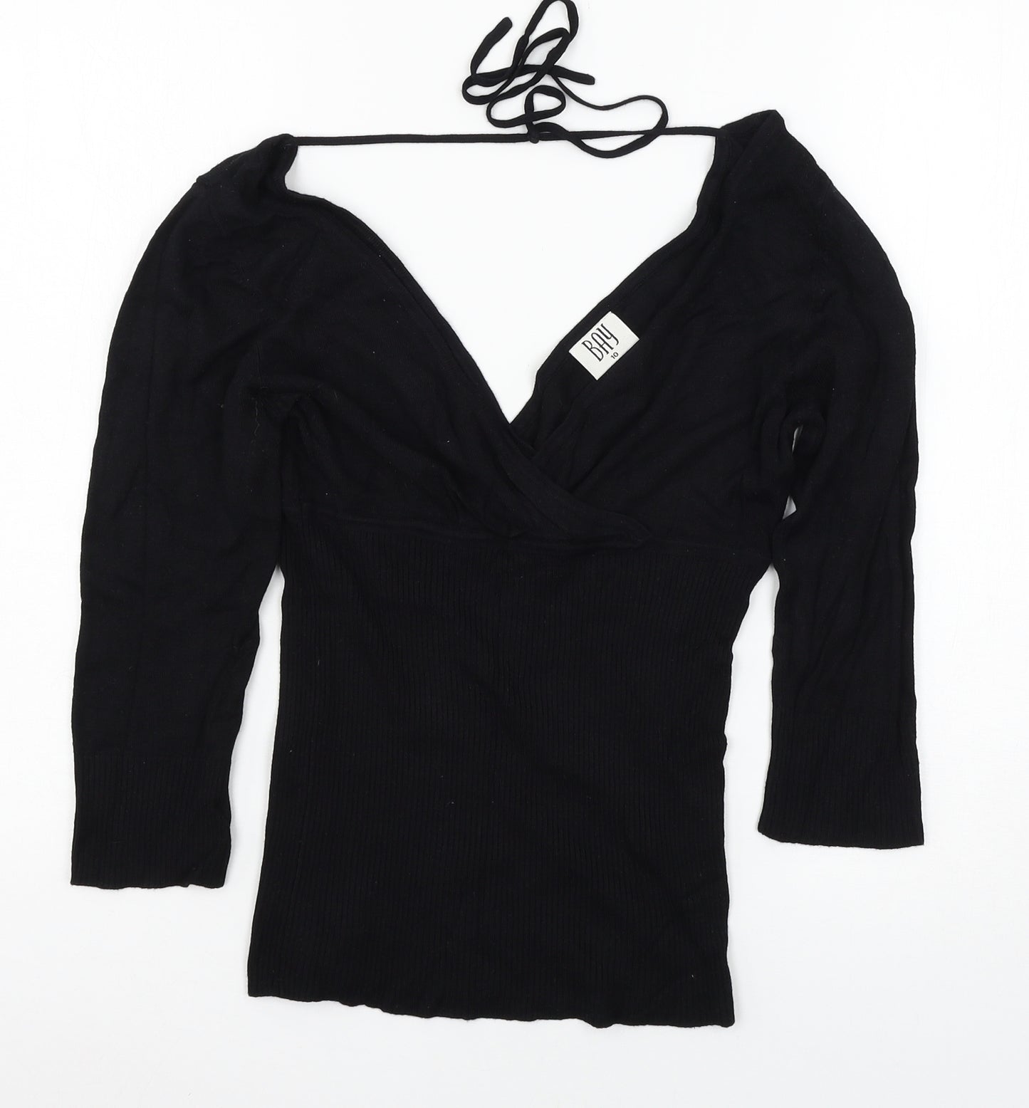 Bay Womens Black  Knit Pullover Jumper Size 10