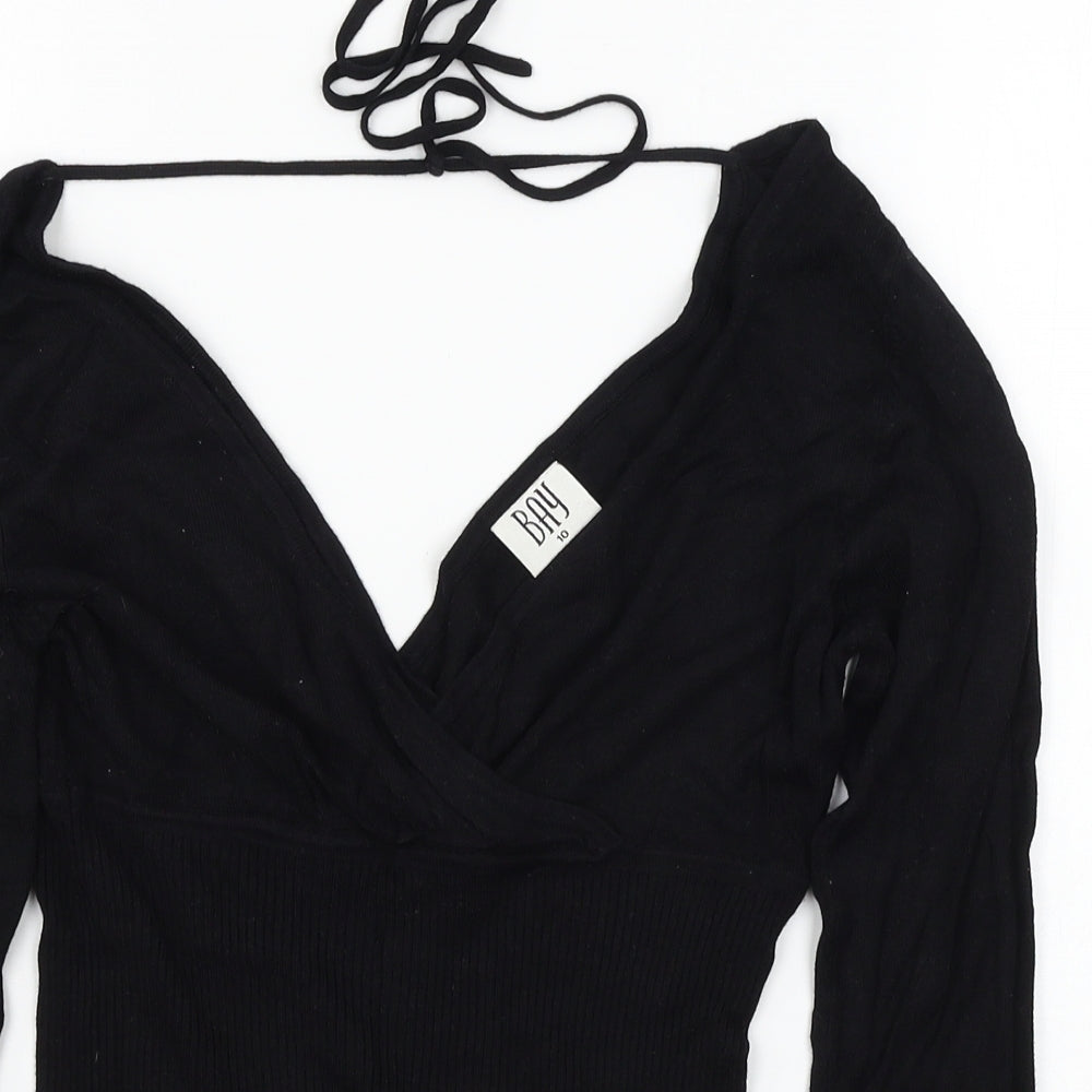 Bay Womens Black  Knit Pullover Jumper Size 10