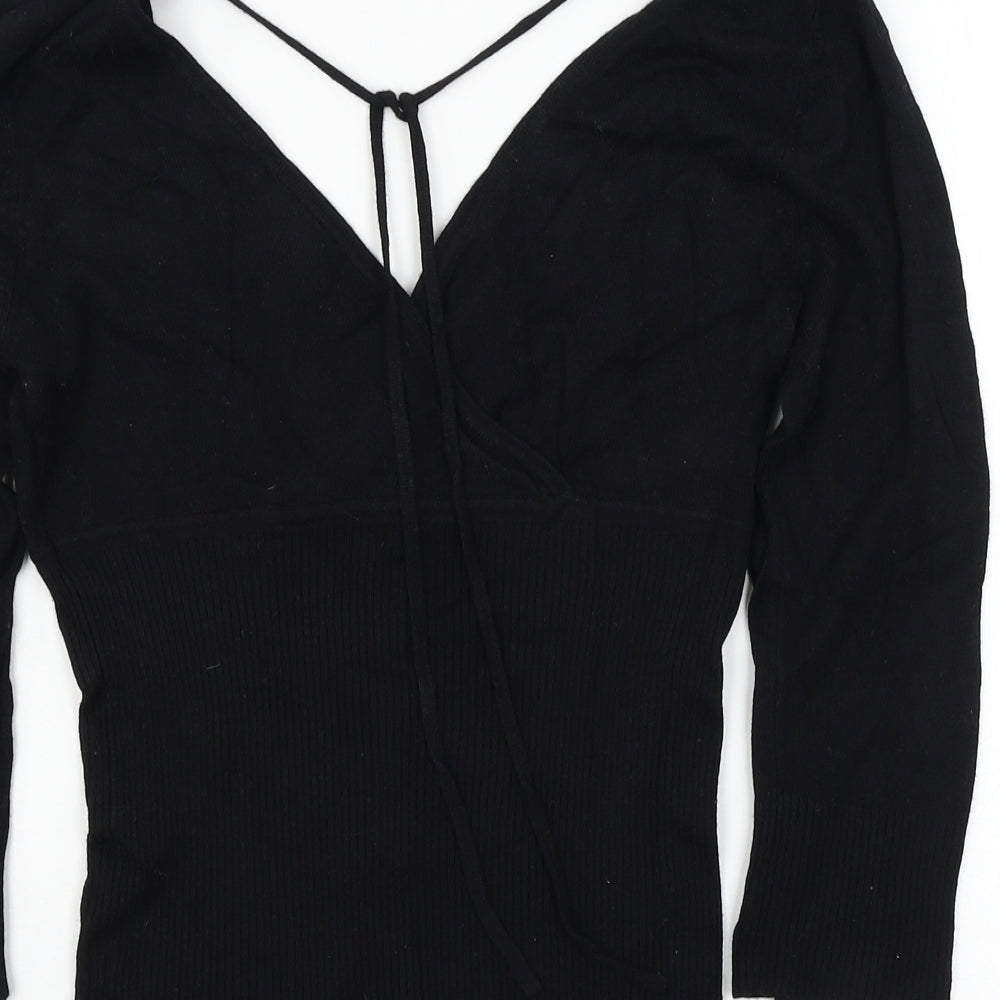 Bay Womens Black  Knit Pullover Jumper Size 10