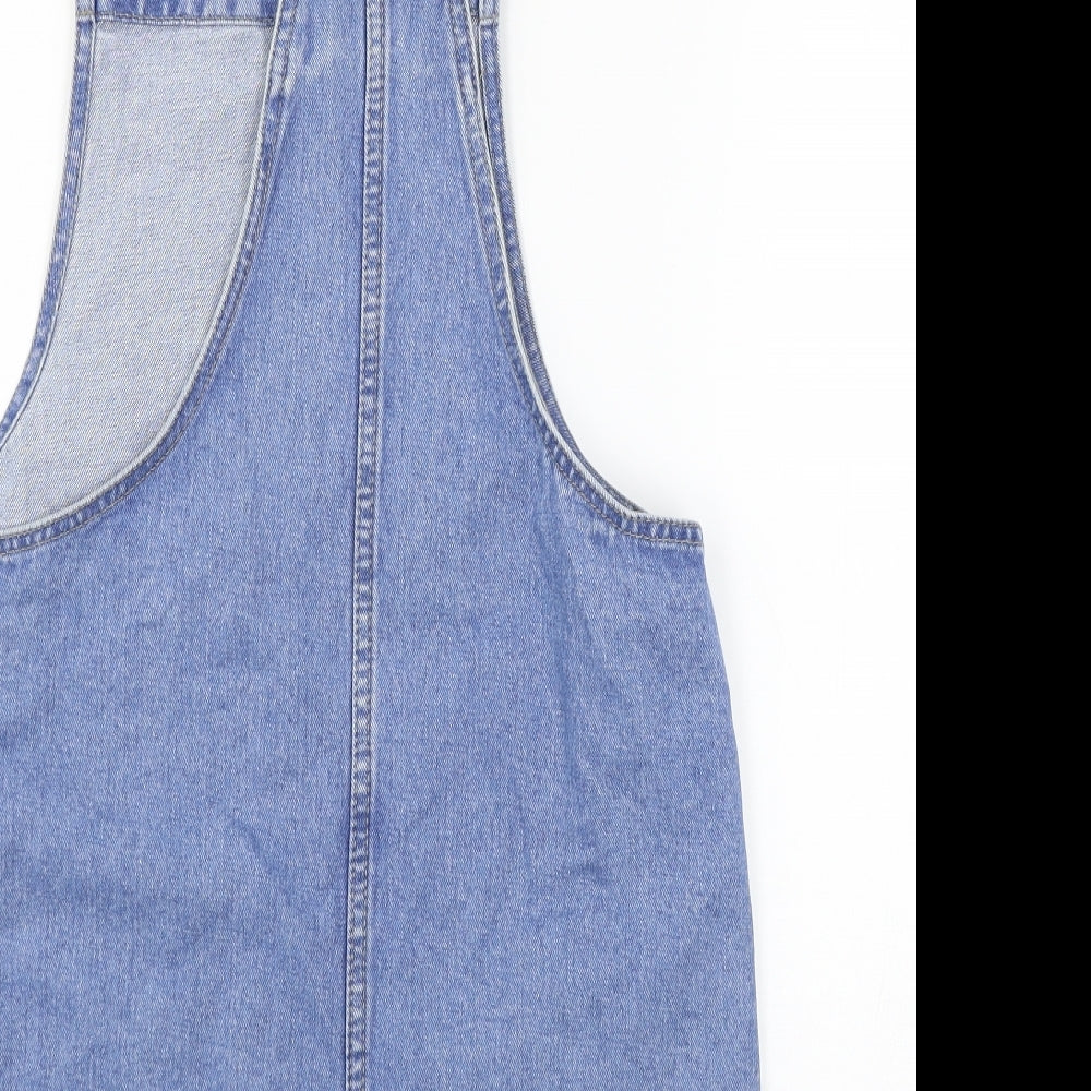 Denim & Co. Womens Blue  Denim Pinafore/Dungaree Dress  Size 8