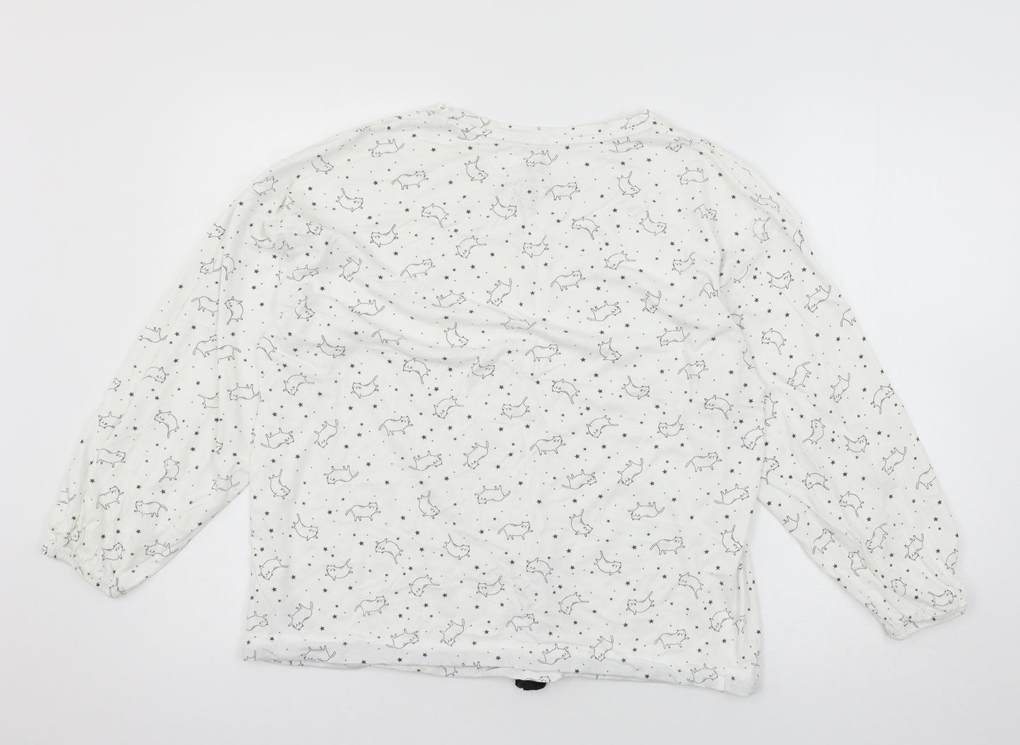 Love To Lounge Womens White Geometric Jersey Top Pyjama Set Size 10  - cats