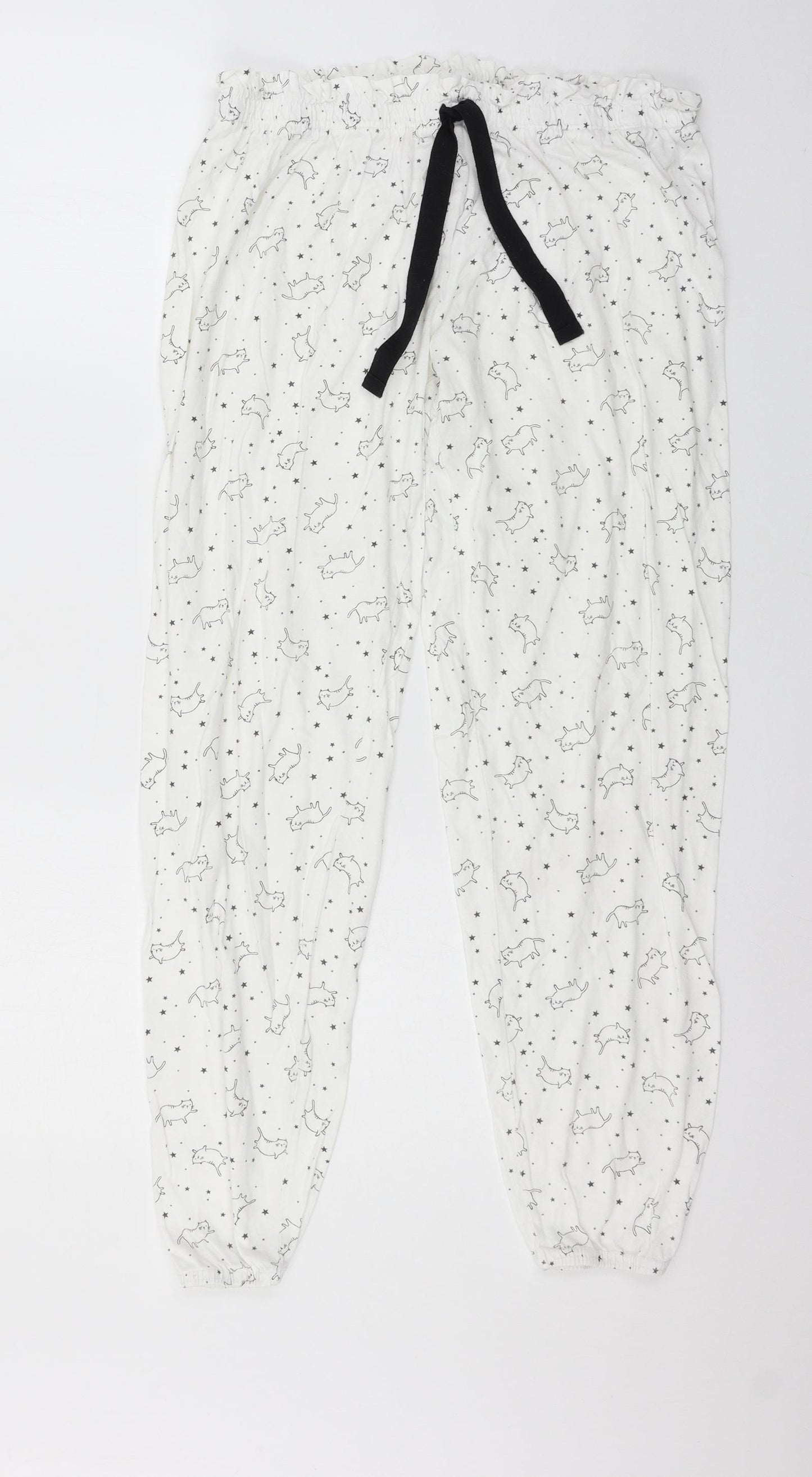 Love To Lounge Womens White Geometric Jersey Top Pyjama Set Size 10  - cats