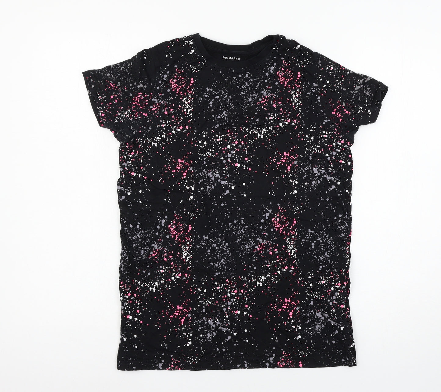 Primark Boys Black  Jersey Basic T-Shirt Size 12-13 Years  - Paint Splat
