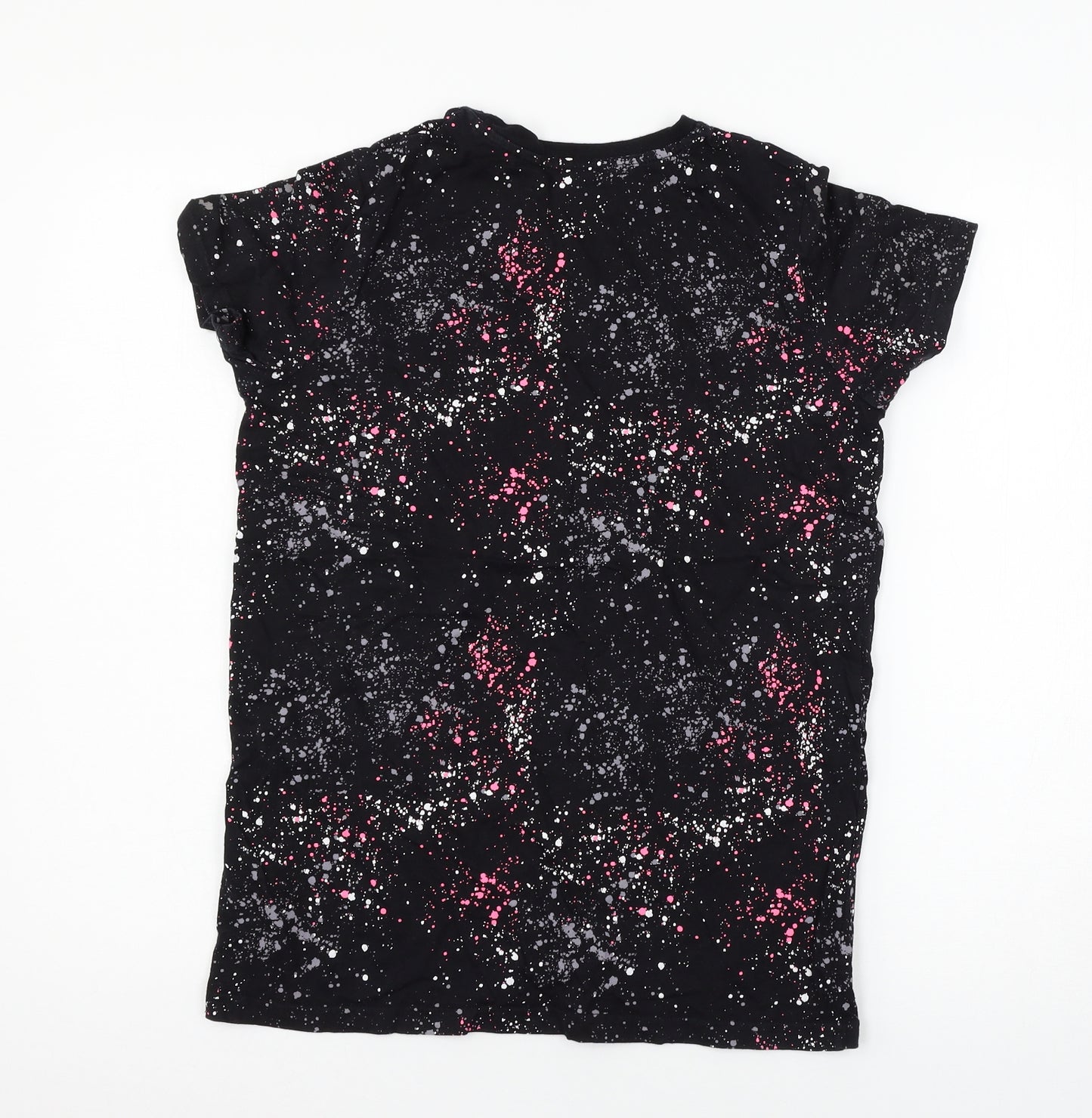 Primark Boys Black  Jersey Basic T-Shirt Size 12-13 Years  - Paint Splat