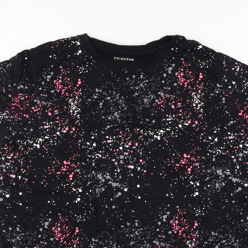 Primark Boys Black  Jersey Basic T-Shirt Size 12-13 Years  - Paint Splat