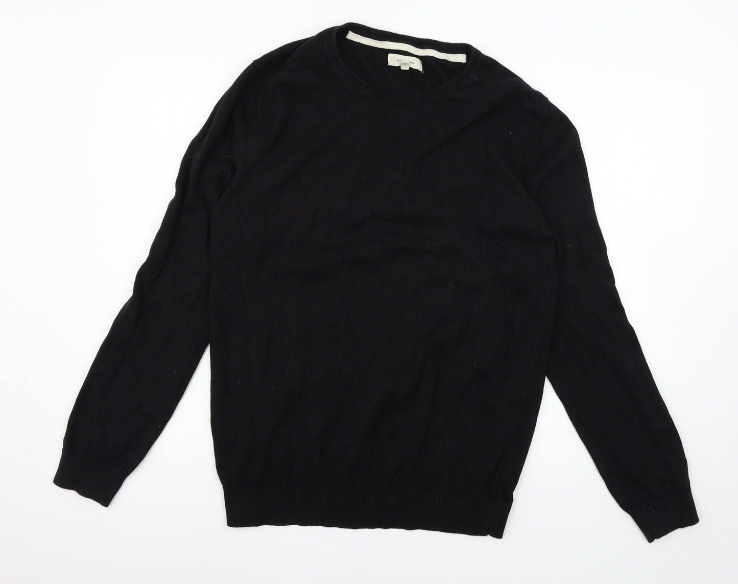 River Island Mens Black  Knit Pullover Jumper Size L