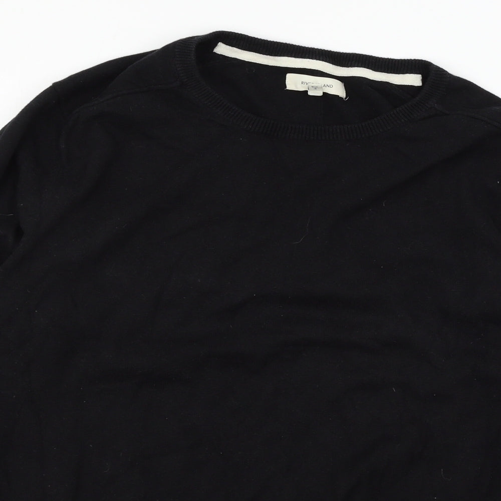 River Island Mens Black  Knit Pullover Jumper Size L