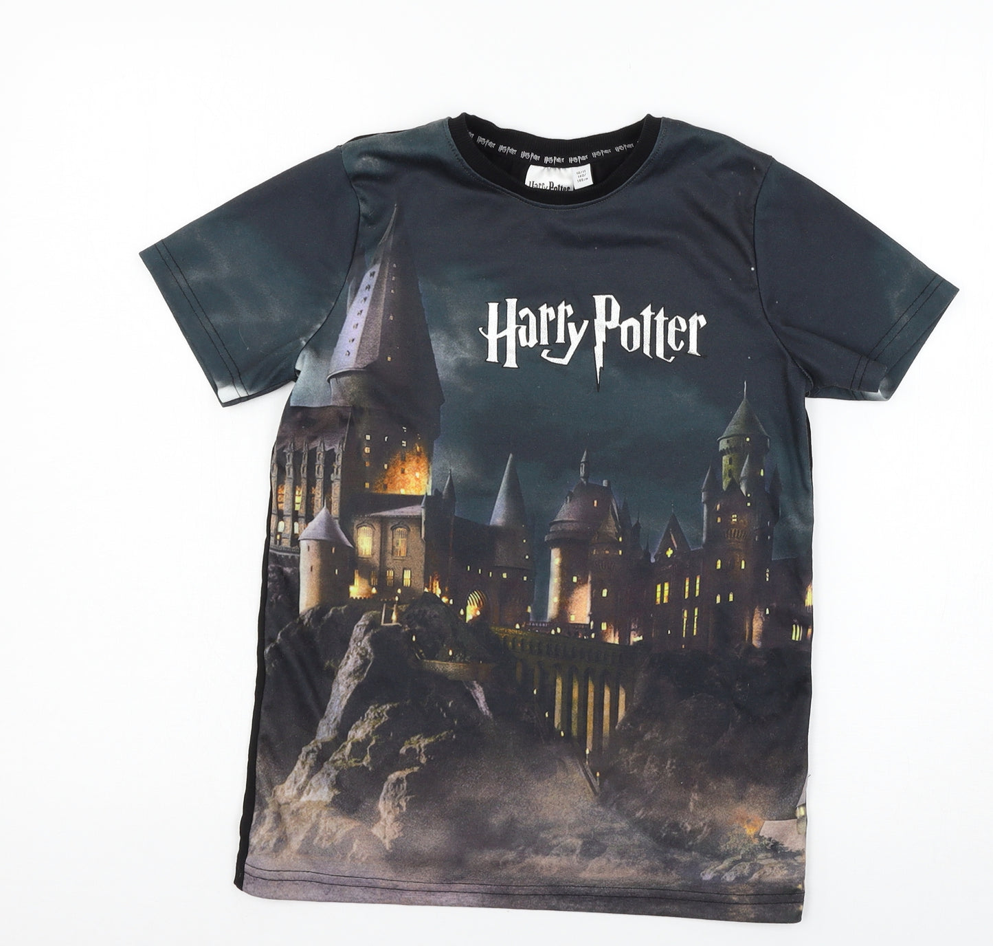 Harry Potter Boys Black Geometric Jersey  Pyjama Top Size 10-11 Years  - Hogwarts
