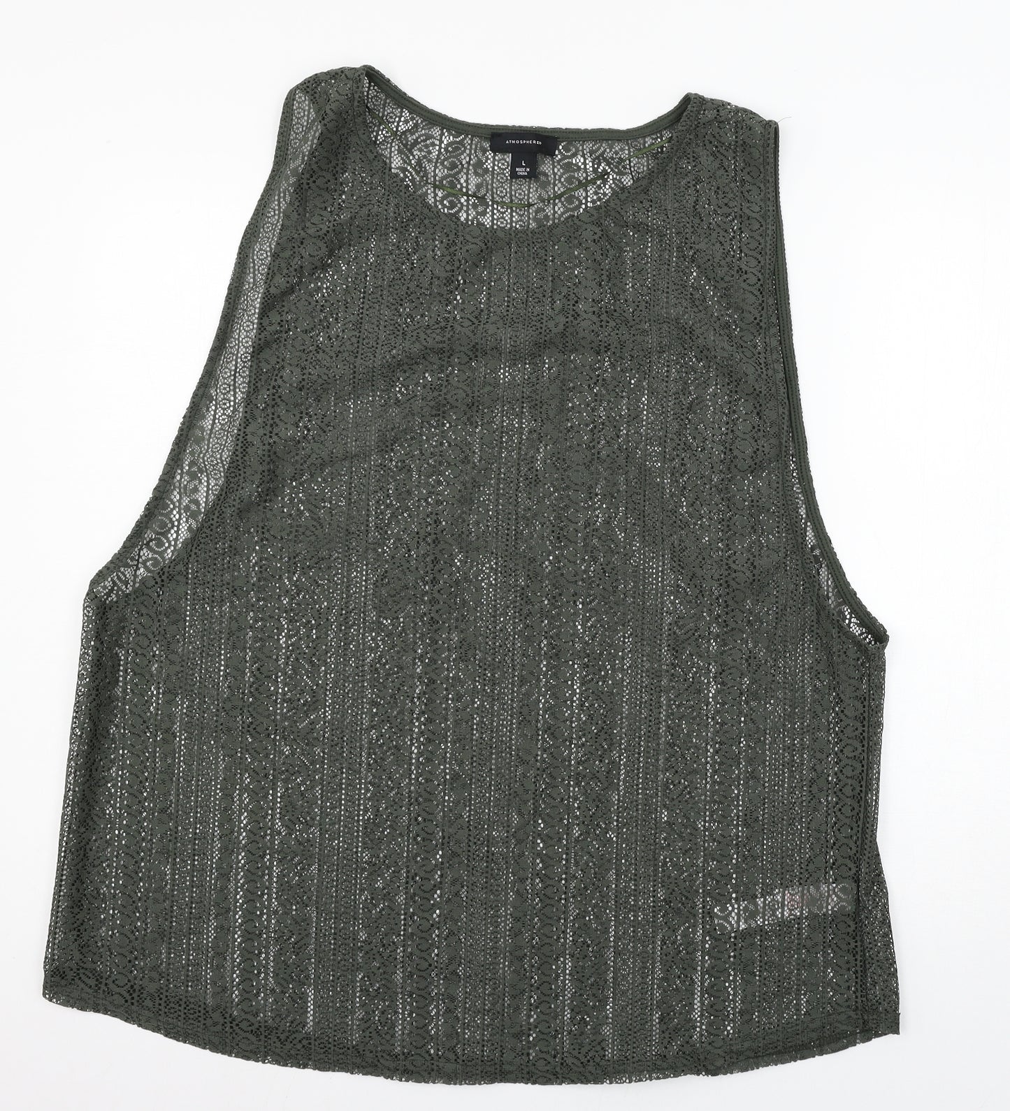 Atmosphere Womens Green  Lace Basic Tank Size L