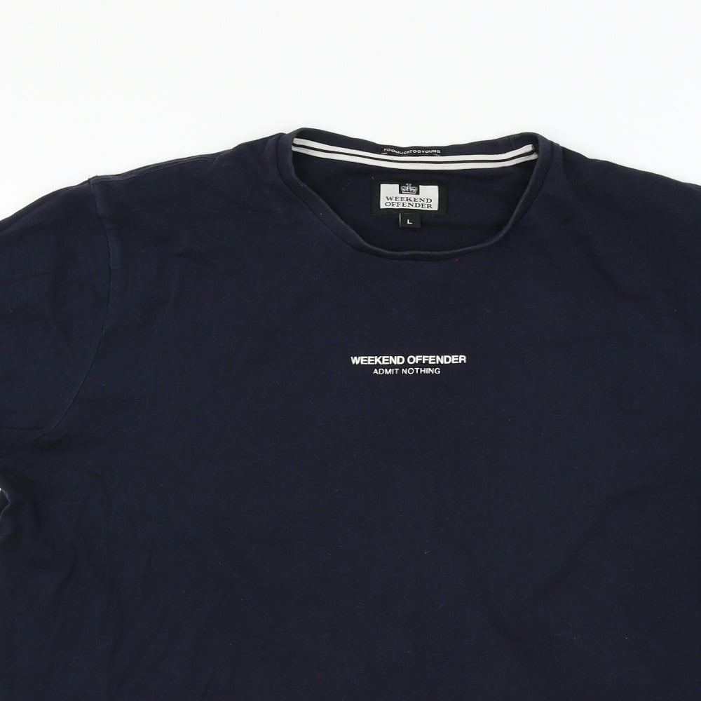 Weekend Offender Mens Blue  Jersey  T-Shirt Size L