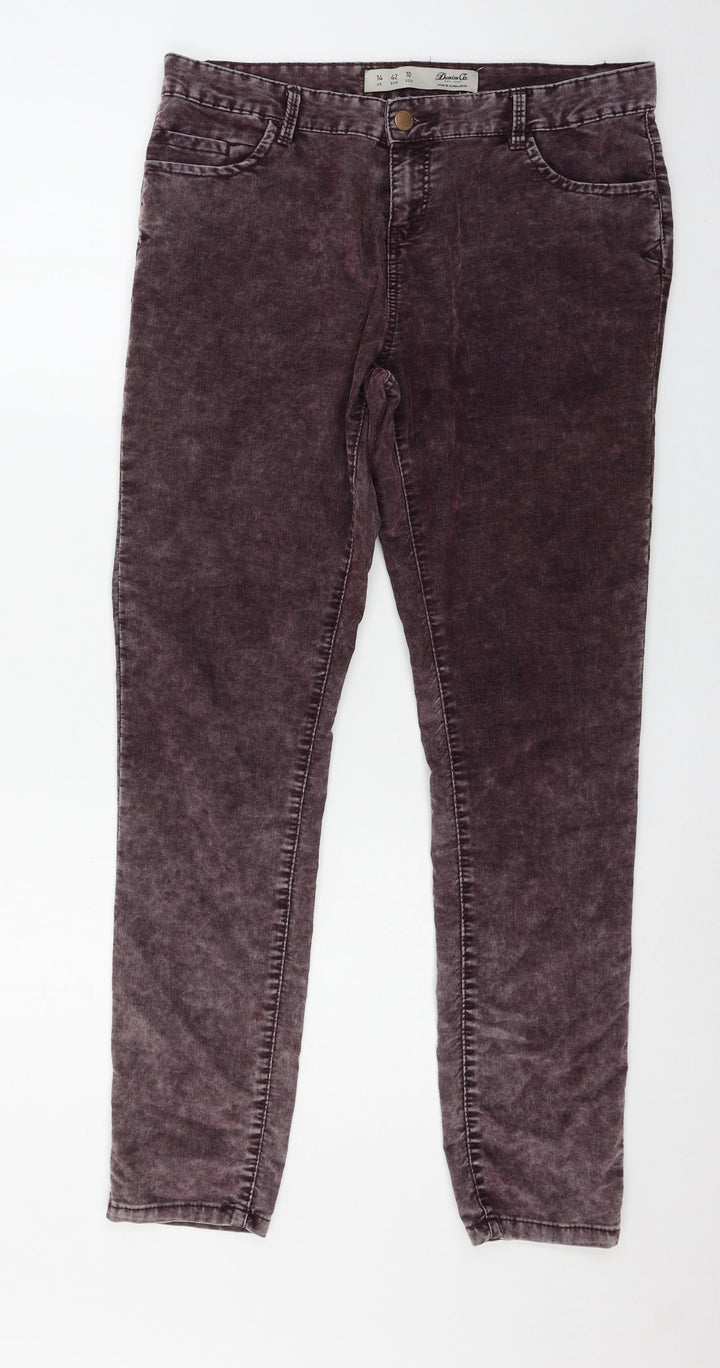 Denim & Co. Womens Purple Denim Trousers Size 14 L29 in