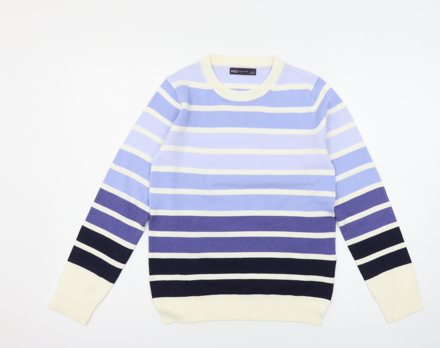 Marks and Spencer Womens Blue Striped Knit Pullover Jumper Size 6