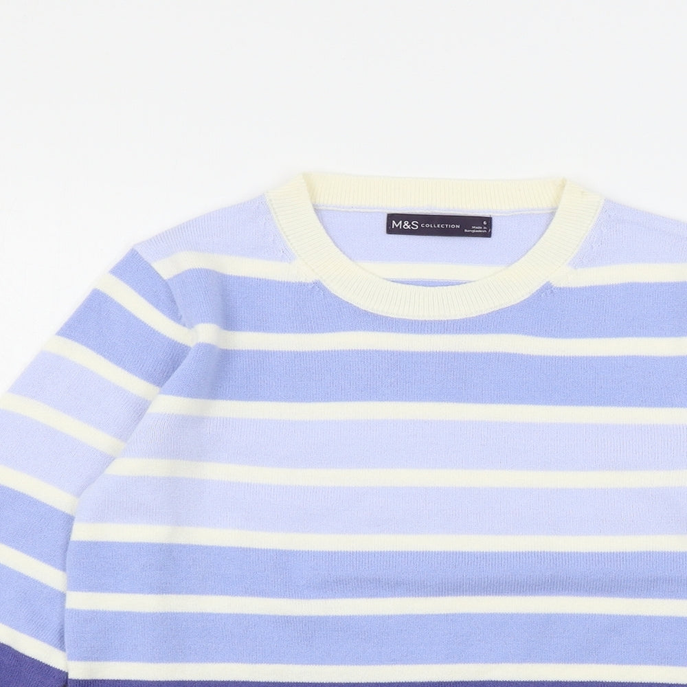 Marks and Spencer Womens Blue Striped Knit Pullover Jumper Size 6