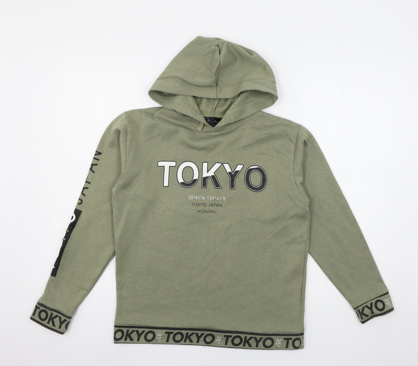 New Look Boys Green  Jersey Pullover Hoodie Size 12-13 Years
