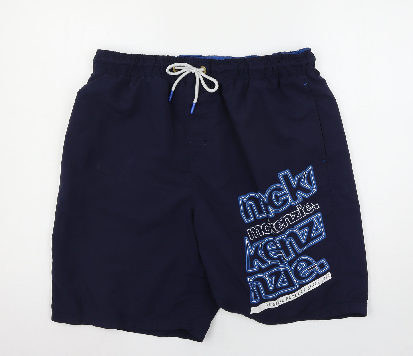 McKenzie Mens Blue Geometric  Sweat Shorts Size 2XL