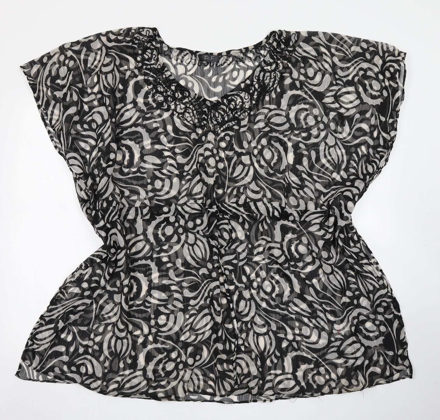 F&F Womens Black Paisley  Kaftan  Size S
