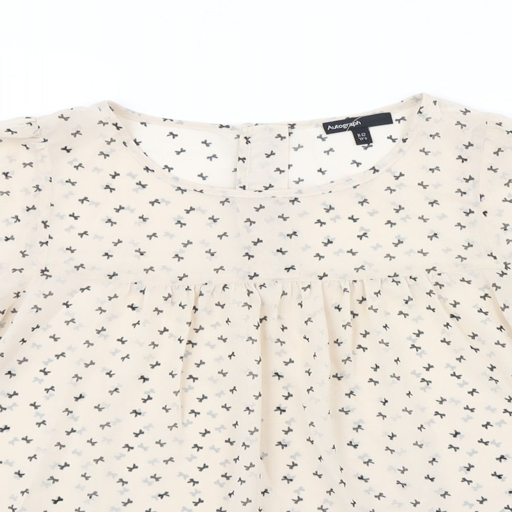 Autograph Girls Beige Polka Dot  Basic Blouse Size 11-12 Years