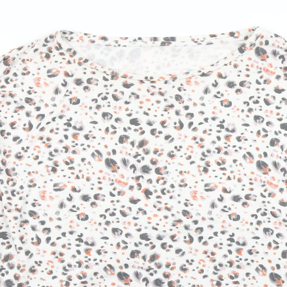 George Womens White Animal Print  Basic T-Shirt Size 20