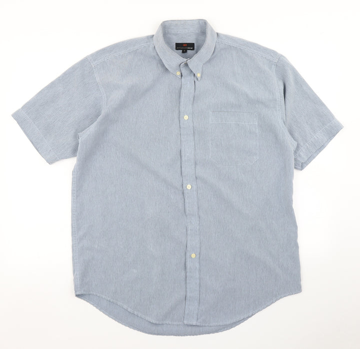 Petroleum Wear Mens Blue Check Button-Up Size M