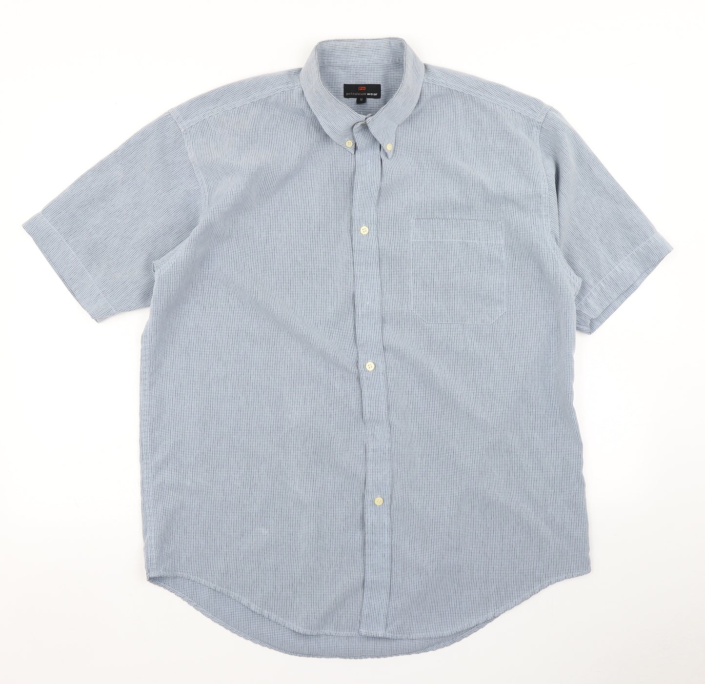 Petroleum Wear Mens Blue Check   Button-Up Size M