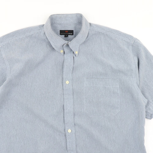 Petroleum Wear Mens Blue Check   Button-Up Size M