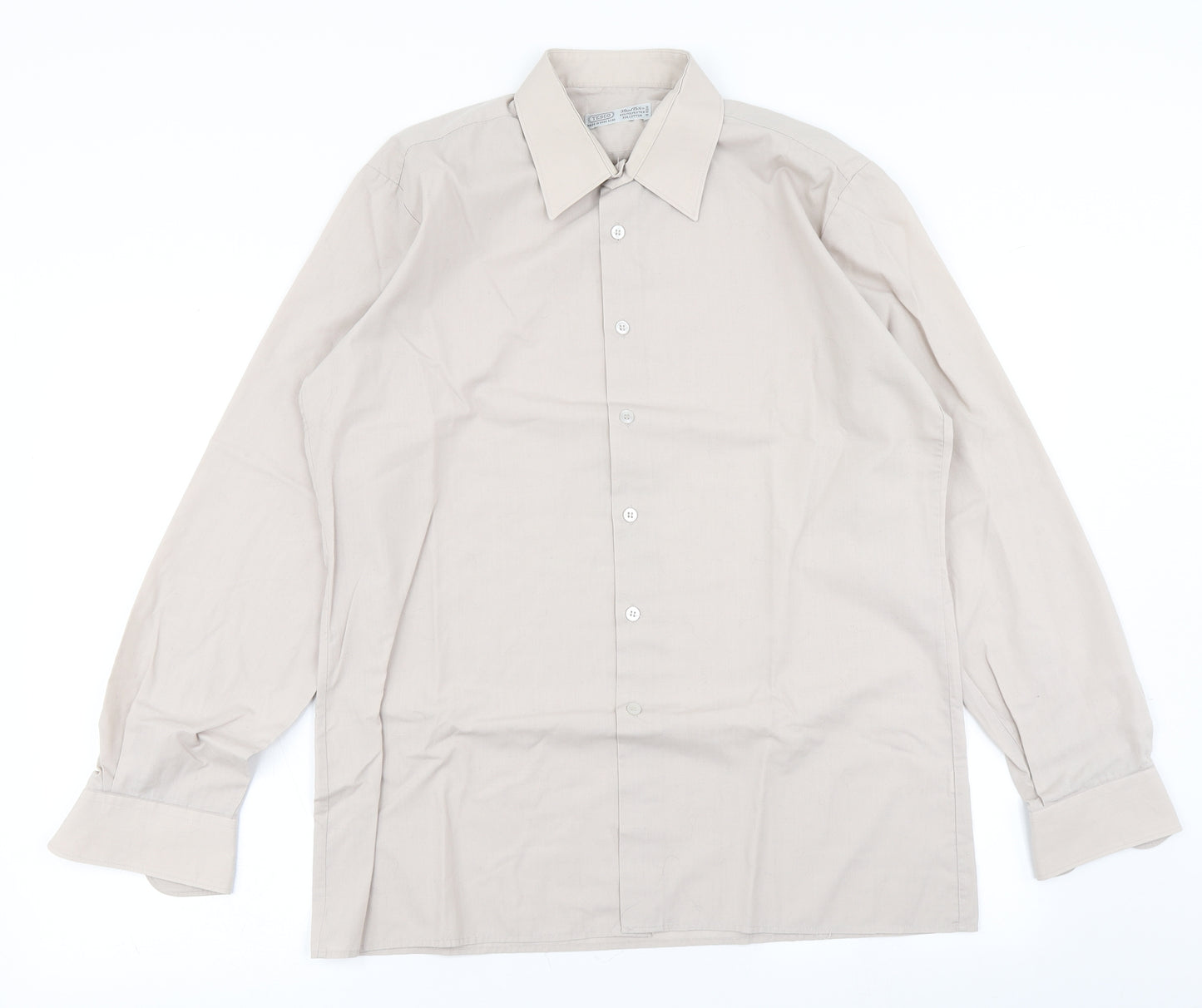Tesco Mens Beige    Dress Shirt Size 15.5