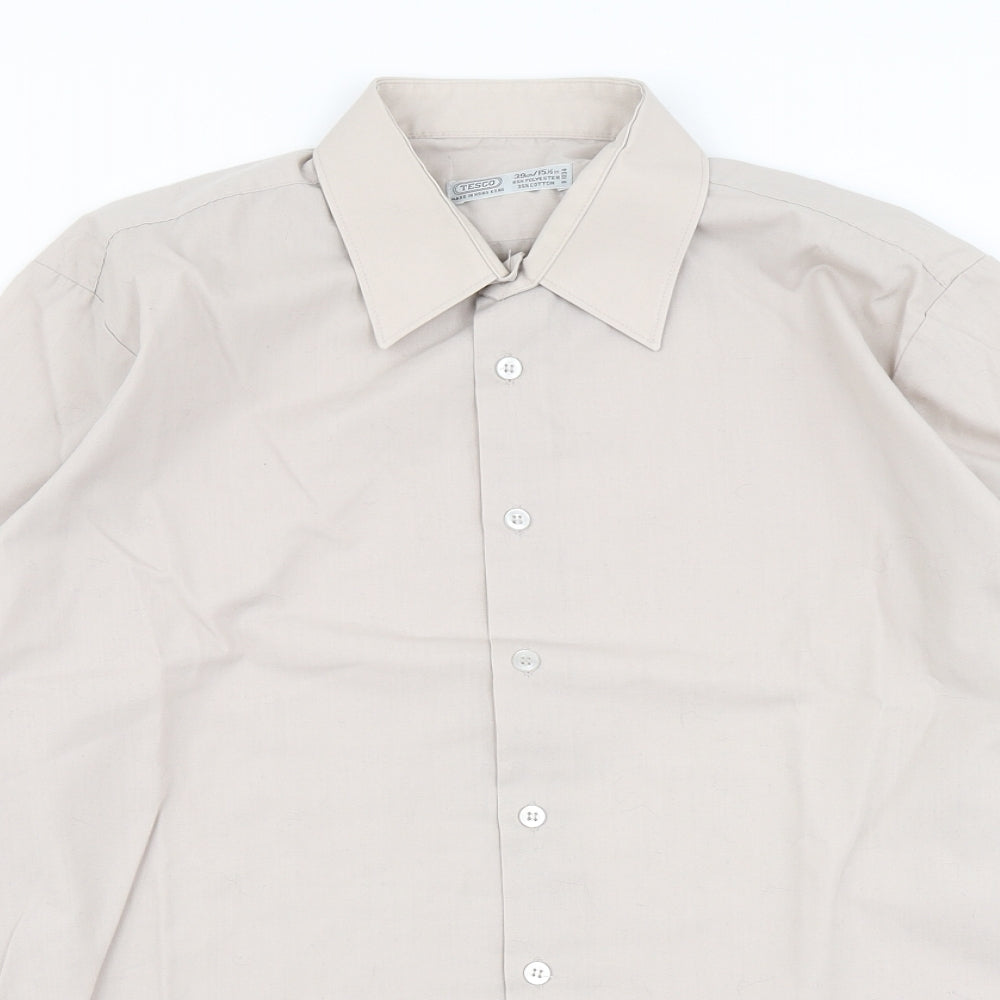 Tesco Mens Beige    Dress Shirt Size 15.5