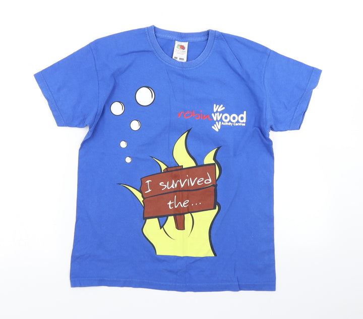 Fruit of the Loom Boys Blue Basic T-Shirt Size 9-10 Years