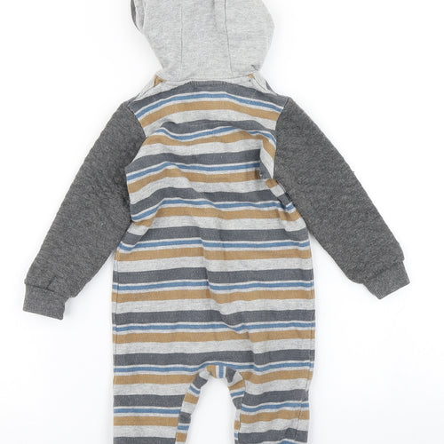 TU Boys Grey Striped  Coverall One-Piece Size 6-9 Months