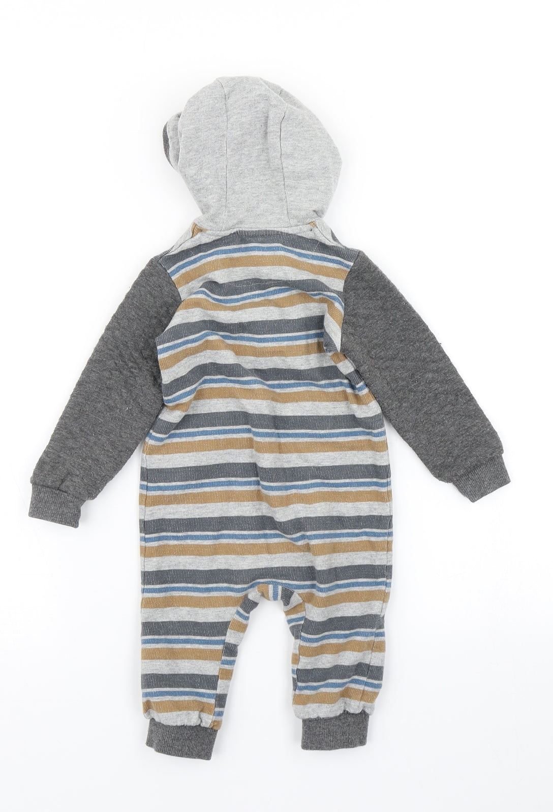 TU Boys Grey Striped  Coverall One-Piece Size 6-9 Months