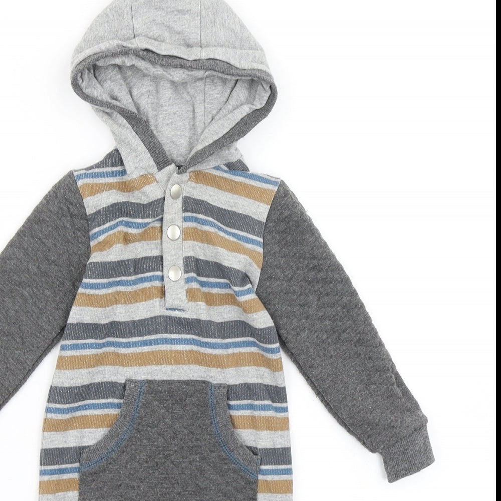 TU Boys Grey Striped  Coverall One-Piece Size 6-9 Months