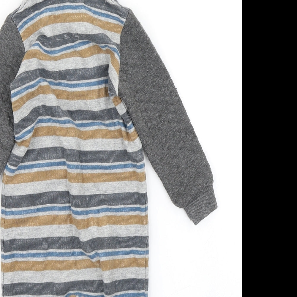 TU Boys Grey Striped  Coverall One-Piece Size 6-9 Months