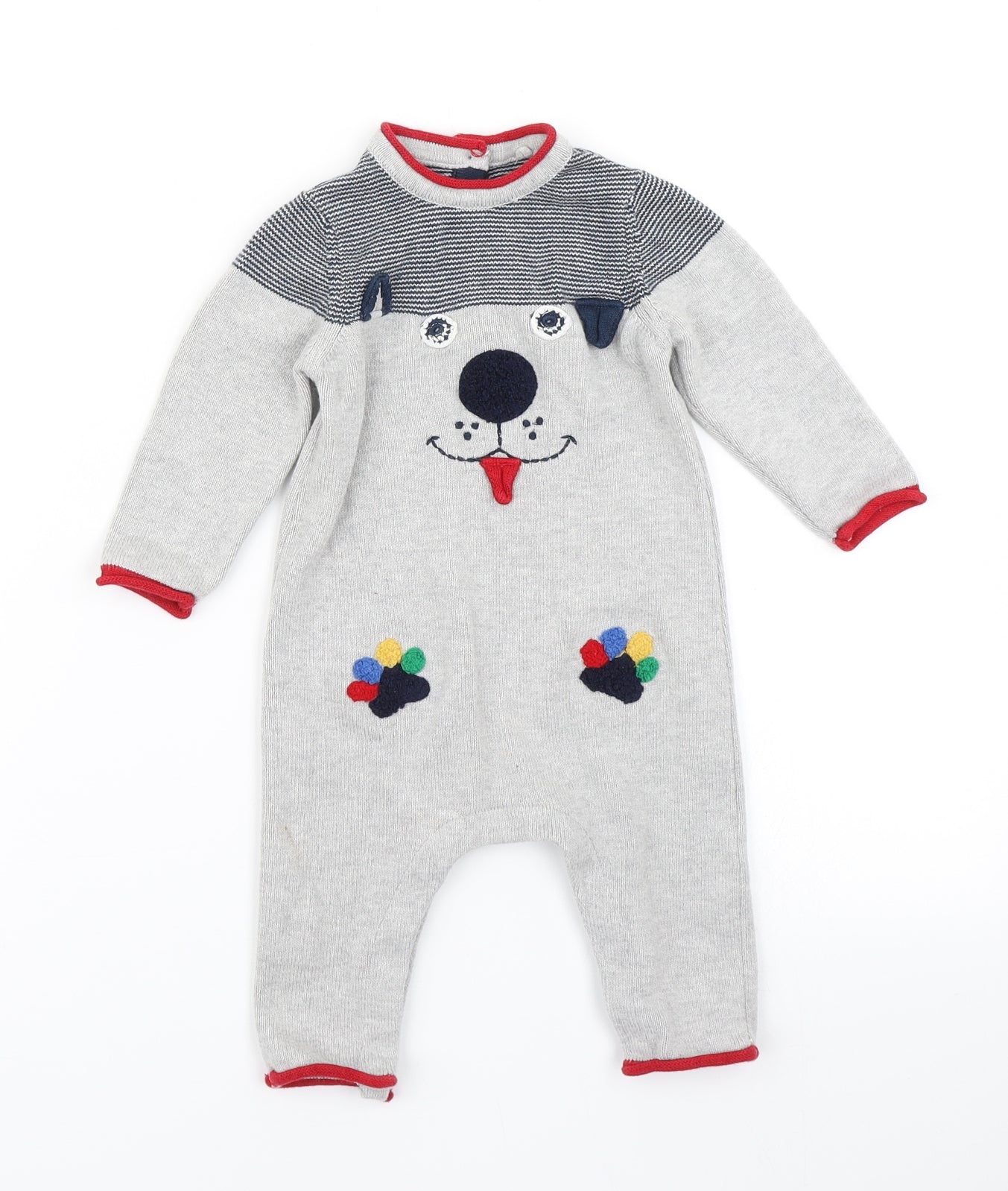 TU Boys Grey  Knit Romper One-Piece Size 3-6 Months  - Dog