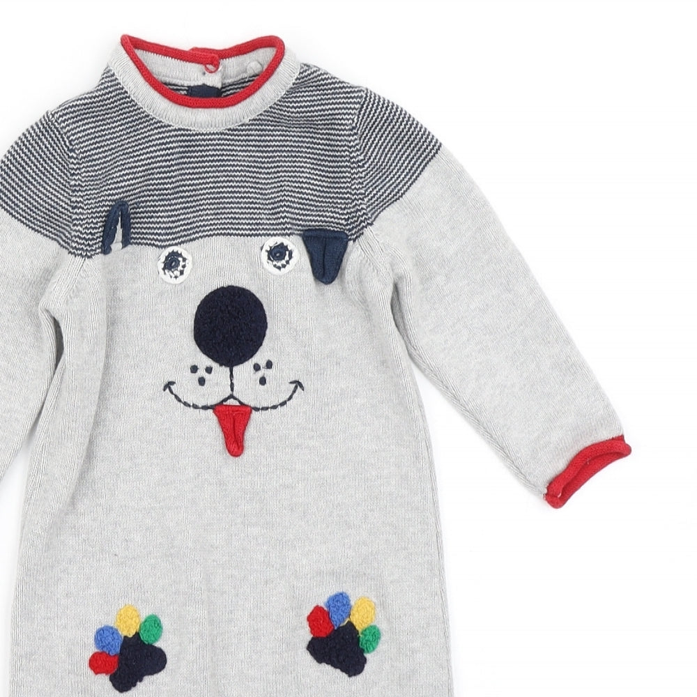 TU Boys Grey  Knit Romper One-Piece Size 3-6 Months  - Dog