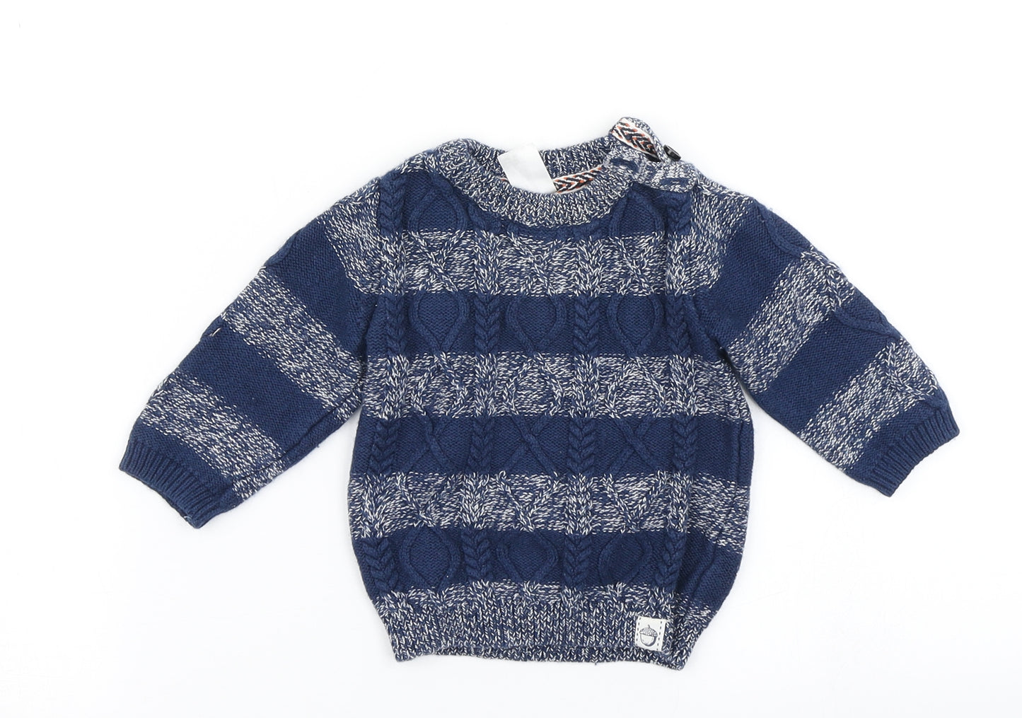 H&M  Blue Striped Knit Pullover Jumper Size 9-12 Months
