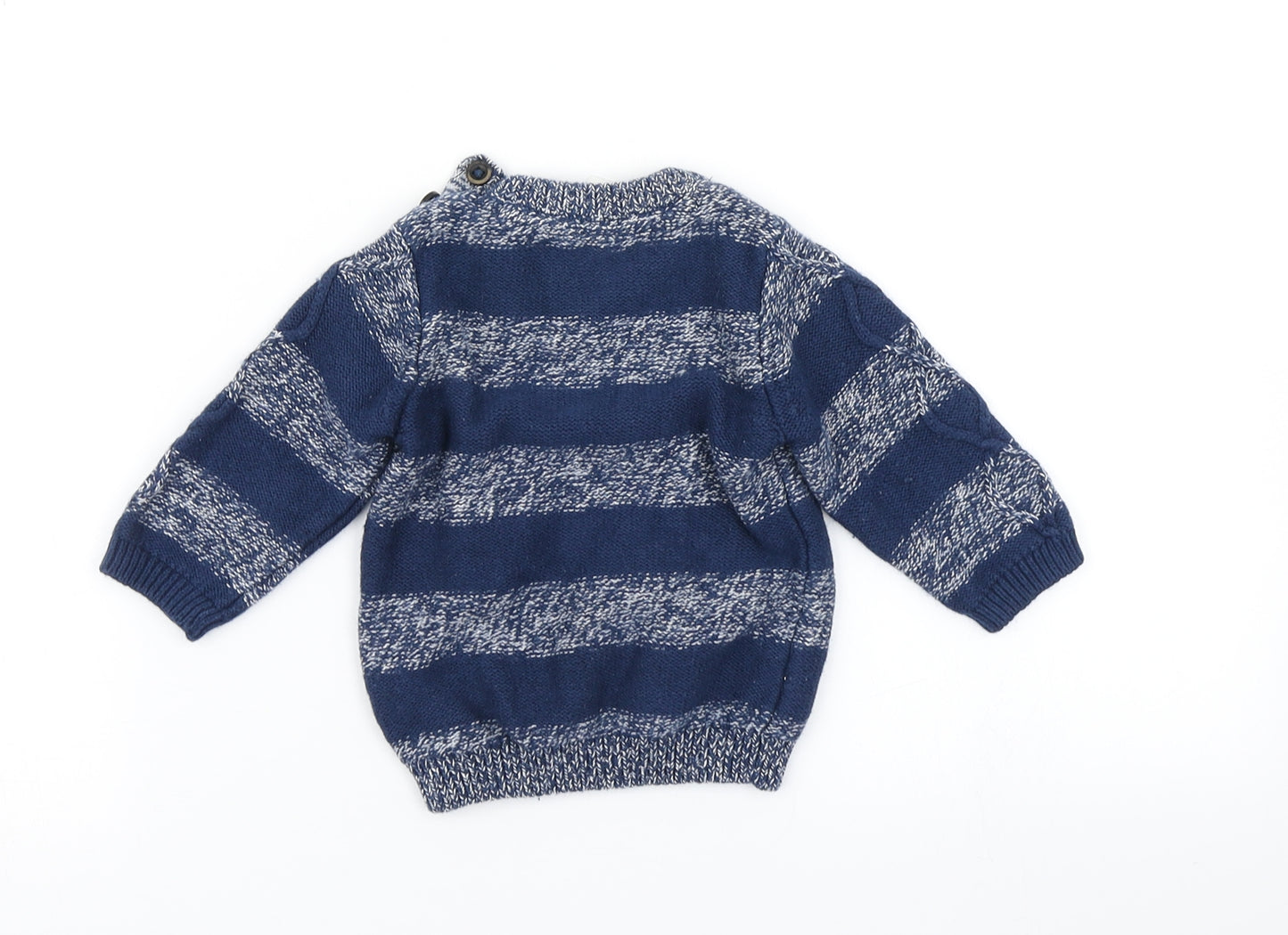 H&M  Blue Striped Knit Pullover Jumper Size 9-12 Months