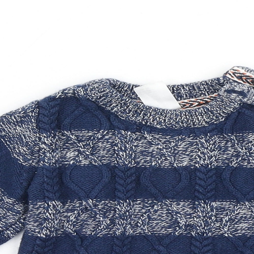 H&M  Blue Striped Knit Pullover Jumper Size 9-12 Months