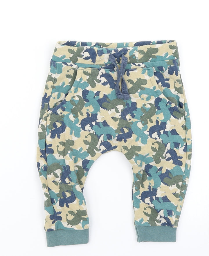 TU Boys Green Camouflage Jogger Trousers Size 6-9 Months - Dragon print