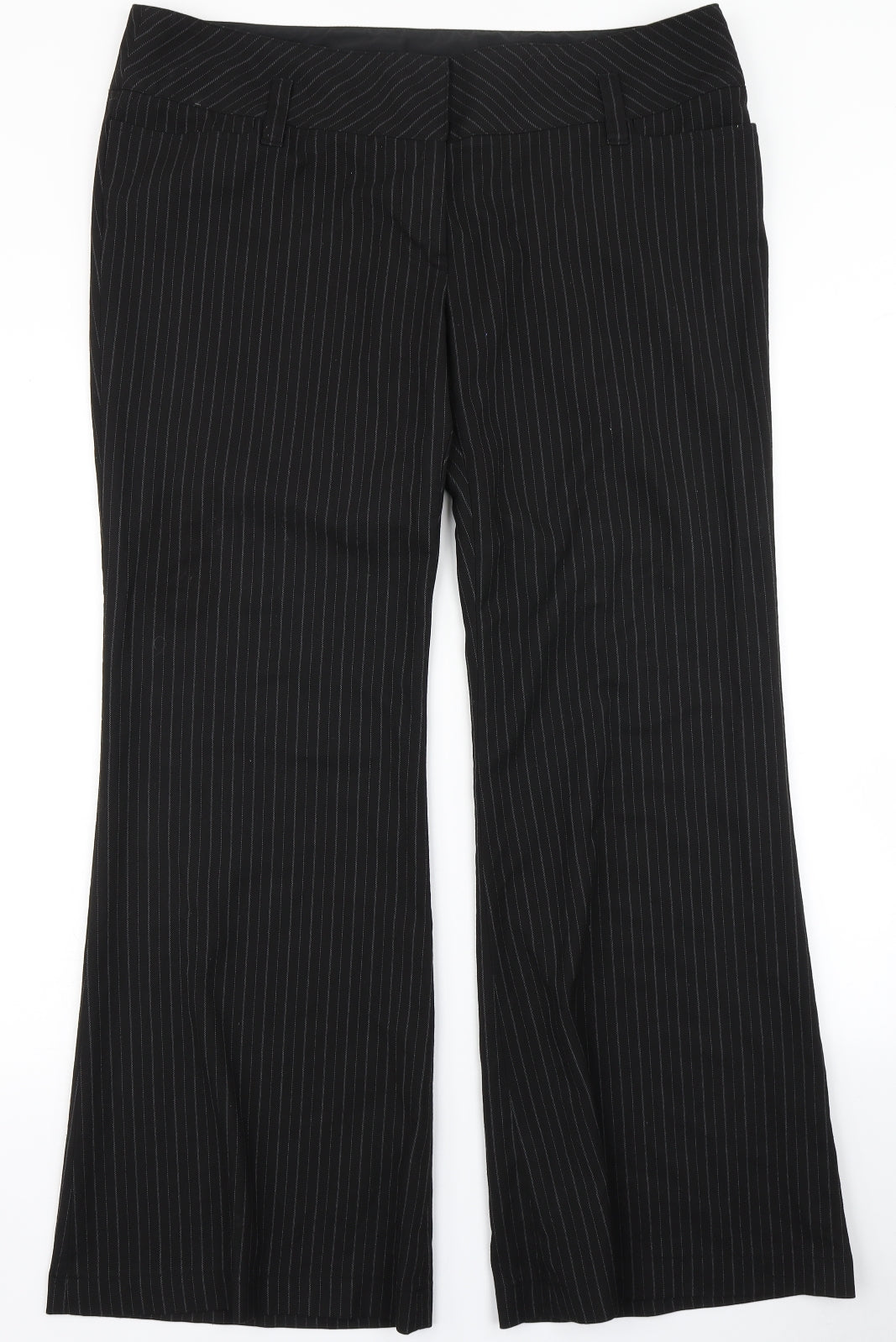 New Look Womens Black Striped  Dress Pants Trousers Size 18 L29 in