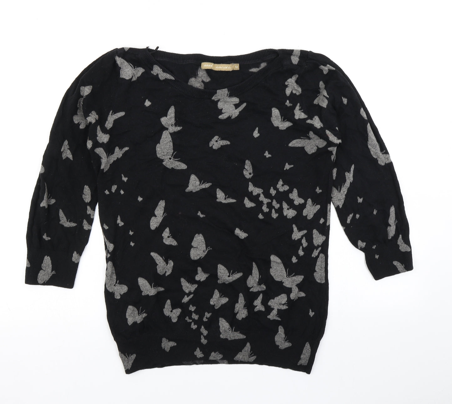 NEXT Womens Black  Knit Pullover Jumper Size 12  - Butterfly print
