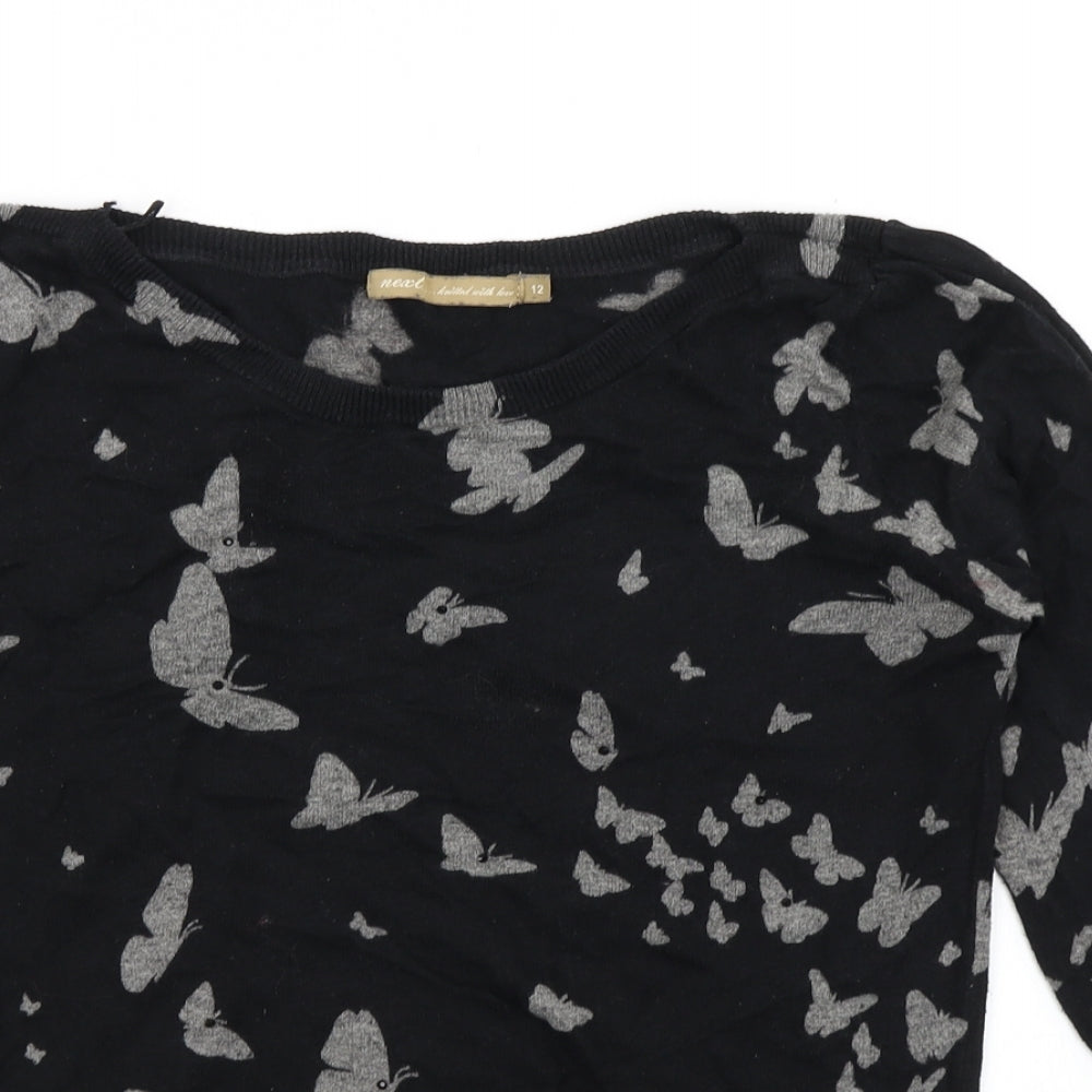 NEXT Womens Black  Knit Pullover Jumper Size 12  - Butterfly print