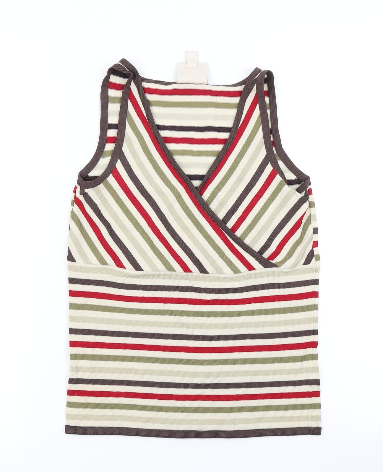 Laura Ashley Womens Brown Striped Knit Basic Tank Size S
